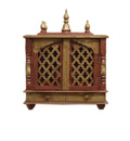 Jodhpur Handicrafts MDF Wood Home Temple Puja Mandir Home Temple Pooja Mandir with Door Pooja Room Stand (18 inch x 9 inch x 22 inch, Copper & Golden)