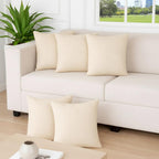 STITCHNEST Quilted Velvet Cushion Covers Set of 5 | Soft Beige | 18x18 Inches | Premium Sofa & Living Room Décor