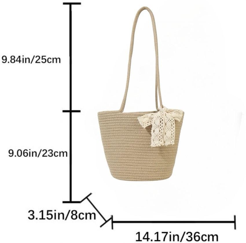 DYARCHY Cotton Rope Woven Tote Bag, Large (MULTI) ZIPPER BAG (COLOR 17)