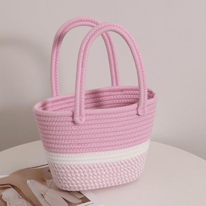 BEAUTIFUL HOMMIES Attractive Hand Bag |large Tote Bag |Summer Bag | Bucket Bag | Basket Bag | Bamboo Tote | Beach Bags for Women|Boho Bag|Handbag |Jute Bag |Handmade Bag (BABY PINK WITH STYLISH)