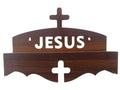 Wooden Jesus Cross Wall Shelf Christian Prayer Stand Home Decor Handmade Religious Temple Shelf for Church Living Room Bedroom Gift Festival House Office Spiritual Display