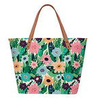 The Purple Tree Purple Multi-coloured Canvas Tote Bag For Women (1 bag) Women's Over-sized Tote Bag With Sturdy Faux Leather Handles, Inner Zippered Compartment, Soft Poly-cotton Lining