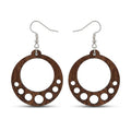 Taranam Handcrafted Wood Circle Hoop Earrings for Women – Laser Cut Cutout Boho Dangle Drop | Lightweight Natural | Bohemian Ethnic Geometric Handmade Jewelry Gift Her