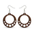 Taranam Handcrafted Wood Circle Hoop Earrings for Women – Laser Cut Cutout Boho Dangle Drop | Lightweight Natural | Bohemian Ethnic Geometric Handmade Jewelry Gift Her