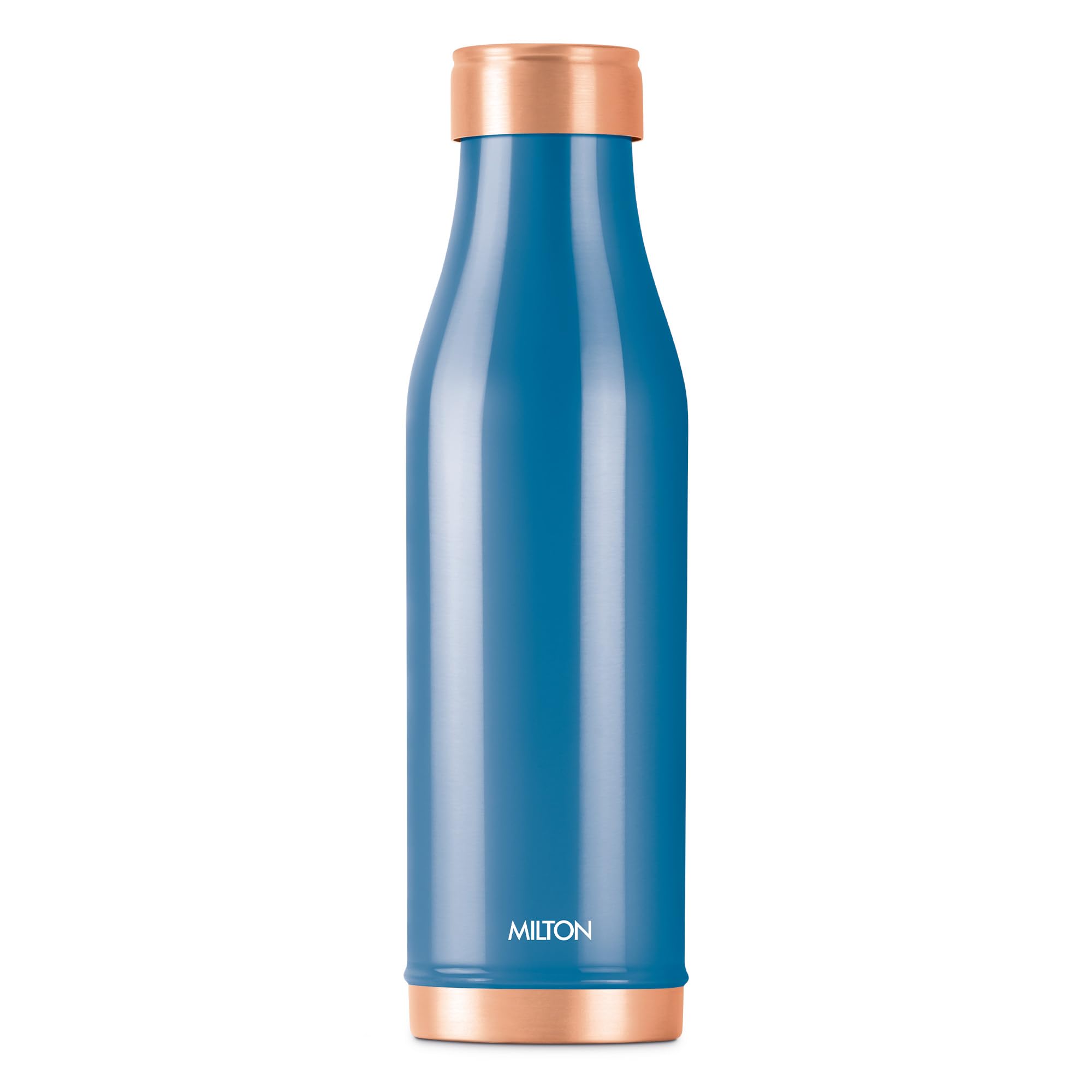 MILTON Copper Charge Water Bottle, 930 ml, Dark Blue | Lacquer Coating, Curved Bottle | Diwali | Festive | Gifting | Yoga | Home | Kitchen | Vedic