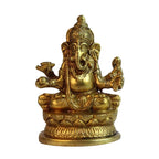 Svarup Brass Sitting Ganesha Idol in Gold Color Height 3 Inch Weight 0.425 Kg