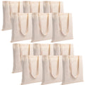 VARU 100% Cotton Tote Bags, Reusable Tote Bags For Women, Canvas Tote Bag for Women, Plain Tote Bag for painting, Reusable Multi-Purpose Cotton Bags for School/Gym/Shopping(pack of 12)