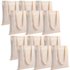VARU 100% Cotton Tote Bags, Reusable Tote Bags For Women, Canvas Tote Bag for Women, Plain Tote Bag for painting, Reusable Multi-Purpose Cotton Bags for School/Gym/Shopping(pack of 12)