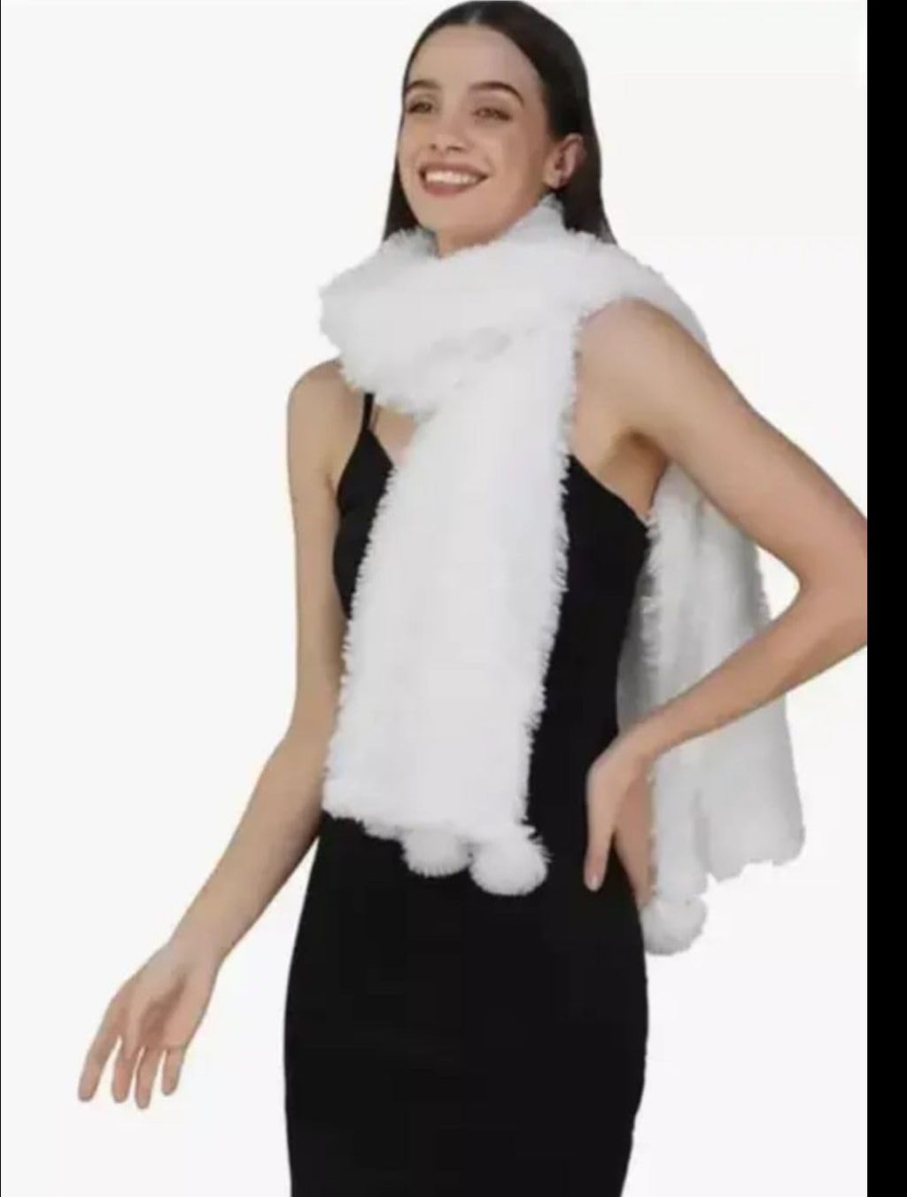 Diamond Craft faux fur woolen Warm Fancy Winter Scarf/Shawl/Dupatta/Hijab/Wrap/Scarves/StolesWrap for Women-Available in many color (OFF WHITE)