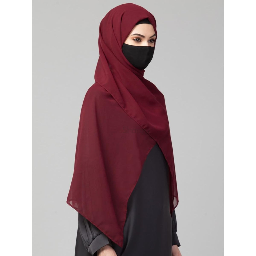 URSHIA MALAYSIAN GEORGETTE HIJAB/DIAMOND GEORGETTE HIJAB FOR WOMEN (MAROON)