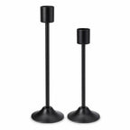 Black Metal Candle Holder Stand Set of 2, Tall Modern Taper Candle Holders with Wide Stable Base, Decorative Tabletop Candle Stands for Living Room, Dining Table, Wedding & Home Decorr
