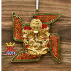 Prince Home Decor & Gifts Multicolour Handmade Decorative Feng Shui Metal Pan Leaf Hanging Metal Ganesh Ji Statue