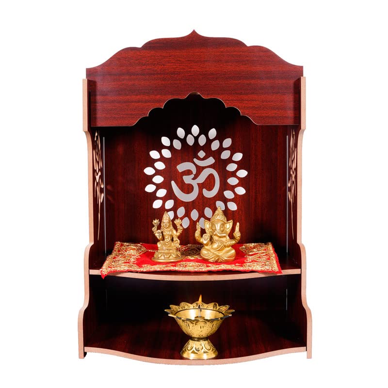 Beautiful Wooden Pooja Stand for Home/Mandir for Home/Temple for Home and Office/Puja Mandir for (Dark Brown_40 CM X 28 CM X 23 CM)
