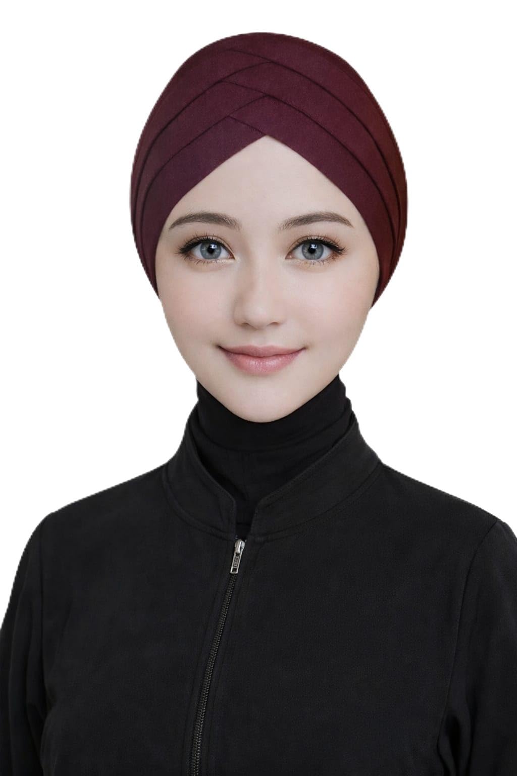 TCP TheClothesPeople Women's Turban Cap Premium Jersey Under Scarf,Bonette Innercap,Headscarves,Hijab (Maroon), (Female)