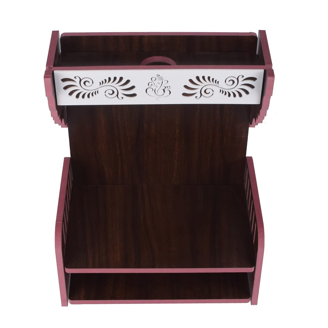 nexat MDF Wooden Temple with Doors | Decorative Pooja Mandir for Living Room & Worship Place (579)