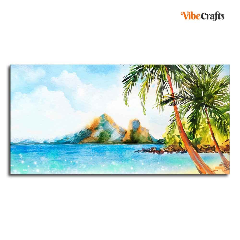 VIBECRAFTS Canvas Paintings for Living Room Drawing Room Premium Canvas Wall Painting of Beautiful Beach Scenery for Home|Office|Gift(PTVCH_2358)