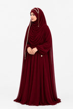 AL NOOR HIJAB Women's Pearl Chain Stone Hijab Scarf WIth Chiffon Dupatta