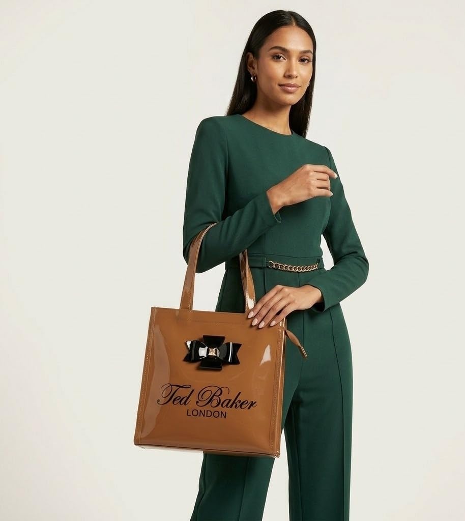 SEA MOUNT Ted Baker London Women’s Brown Tote Bag with Bow | Stylish Shoulder Handbag | Premium PU Leather Shopper Bag