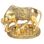 Prince Home Decor & Gifts Metal Kamdhenu Cow with Calf Statue Good Luck Holy Cow with Calf Statue/Metal Cow with Calf for Home Decor Spiritual Showpiece Figurine (XL Gold, 950)