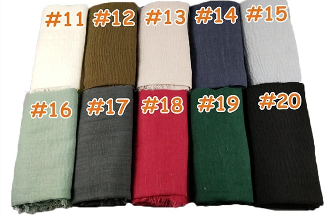 Iba & Isba Women's Plain Crinkled Scarves, Stoles, Hijab (76 x 36 inch) (Black)