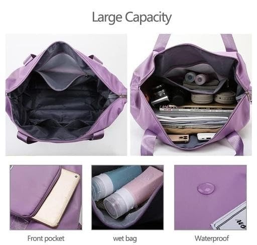 Viyaro Polyester Foldable Tote Bag | Expandable Design with Dry & Wet Separation, Waterproof Fabric, Multiple Pockets with Zipper & Lightweight Shoulder Carrying Comfort | Convenient Choice—Lavender