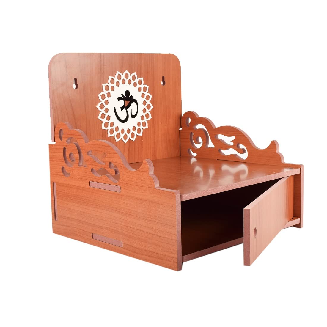 Lakhaji Christian Wooden Wall Hanging Temple for Home and Shop,Office and Home showpiece Temple (Orange-2)