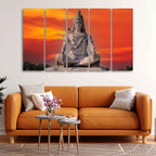 VIBECRAFTS Shiva Meditating Wall Painting of Five Pieces For Home|Office|Living Room|Gift (PTVC5Pcs4_8739)