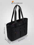 CELEBRINO Spacious Tote Handbag for Women | Nylon Hand Bags with Multiple Zip Compartments | Waterproof Large Shoulder Bag for Office, College, Travel & Shopping | Multi Pocket Zipper Handbags