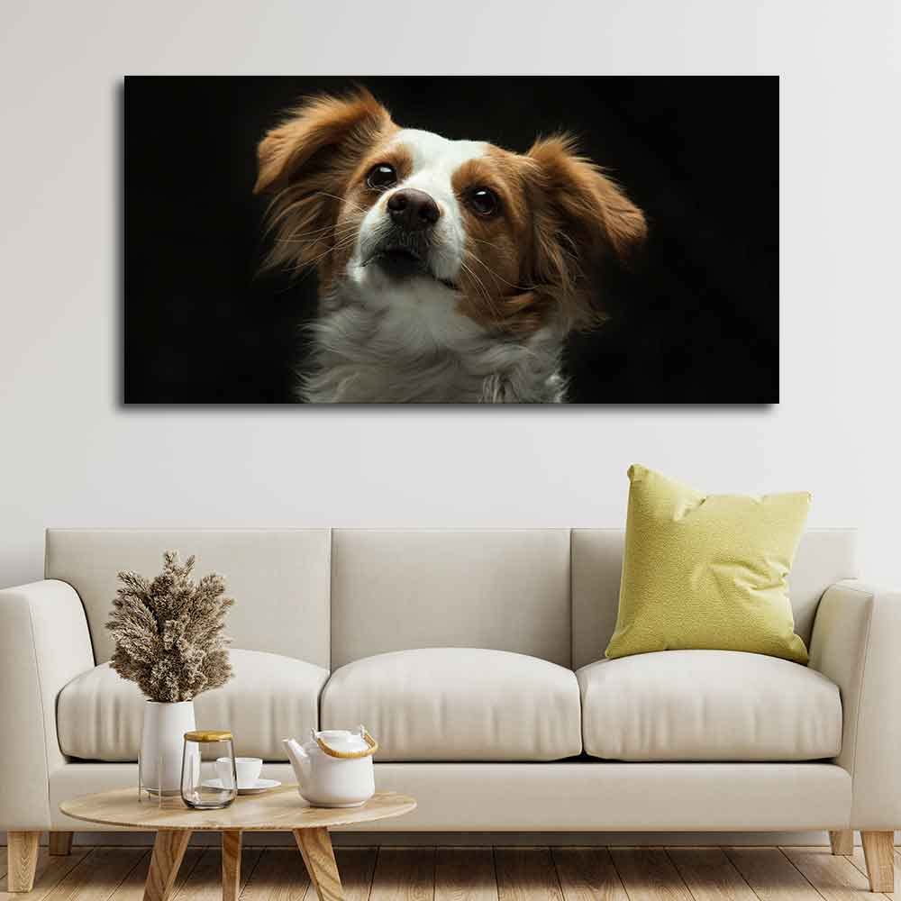 VIBECRAFTS Canvas Paintings for Living Room Drawing Room White And Brown Long Coat Puppy Premium Wall Pinting Fitted With Wooden Frame for Home|Office|Gift(PTVCH_2302)
