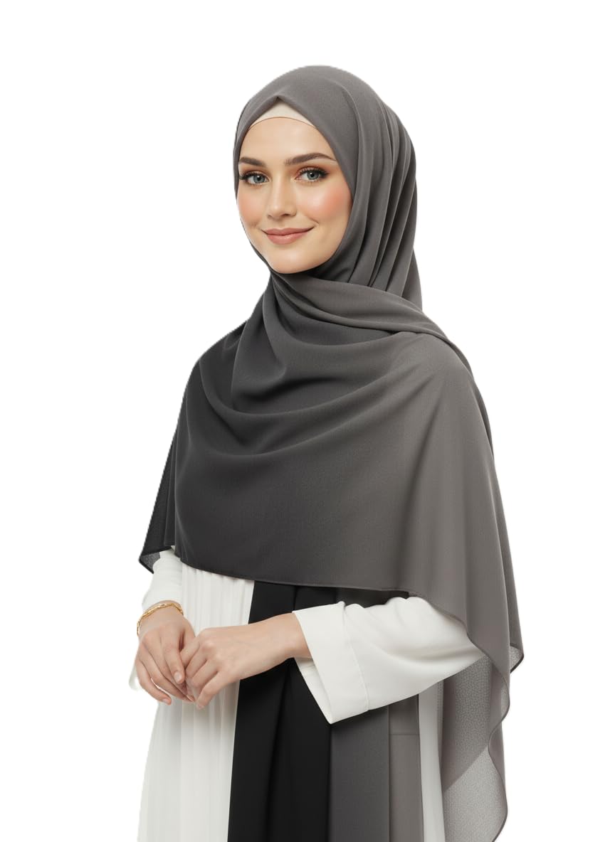 SAHIL SCARF Women Hijab Scarf 180x70cm Chiffon Georgette Lightweight Soft Fabric Easy to Drape with Burqah Abaya and Modest Dress