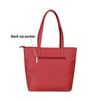 Mochi Women Maroon Faux Leather Tote Bag with Front and Back Zip Pockets (66-327)
