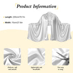 SANNIDHI Satin Stole for Women Champagne Silver Elegant 78x27inch