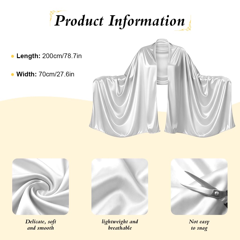 SANNIDHI Satin Stole for Women Champagne Silver Elegant 78x27inch