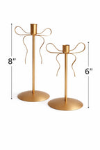 VELMORE Sky Golden Metal Candle Holder Set of 2, 6 and 8 Inch Taper Candle Stand, Minimalist Home Decor for Bedroom, Table and Living Room