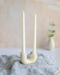Dwell dapper Concrete Candle Holder with 2 pcs Vanilla Scented (100% Soy Wax) Tapered Candle Included, Best Gift for Christmas Decor, Christmas Decoration, Dining Table, Home Decor