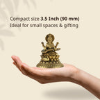 Shilpkala Ultra Fine Saraswati Maa Idol Seated on Lotus Holding Veena Fine Detailing of God Statue for Study Table, Murti for Mandir, Idols for Gift & Housewarming (3.5 Inch, Coffee Antique)