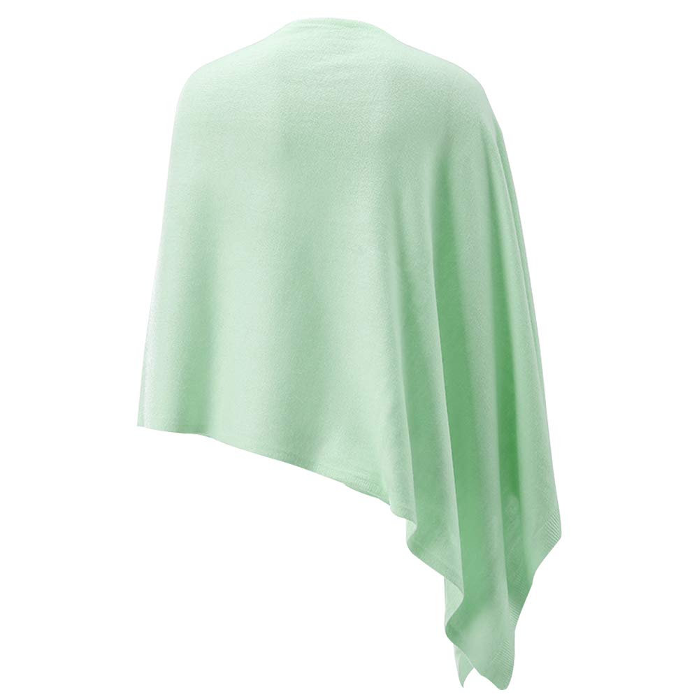 Women Ponchos Sweater Versatile Lightweight Solid Knitted Shawl Wrap Scarf Cape Accessories for Womens Light Green