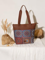 ZOUK Multicolor Mandala Floral Printed Women's Jute Handcrafted Vegan Leather Multicolor Everyday Tote