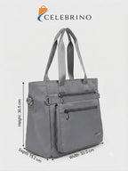 CELEBRINO Spacious Tote Handbag for Women | Nylon Hand Bags with Multiple Zip Compartments | Waterproof Large Shoulder Bag for Office, College, Travel & Shopping | Multi Pocket Zipper Handbags
