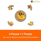 Artvibes Cute Fishes Premium Wooden Puzzles for Kids | Jigsaw Puzzles for Kids Age 2-5 | 4 Piece Puzzles | Toddlers Wooden Puzzle (PZ_609NN), Set of 6