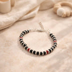 Osasbazaar Silver Nazariya Kadli Bracelet for Baby with Red and Black Beads - 90%-92.5% Pure BIS Hallmarked, Silver, Red and Black, Pack of 2