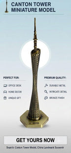 Gabani fashion Canton Tower Scale Model,Office Table showpiece, China World Landmark Figurine, Souvenir Architecture (Bronze Color)