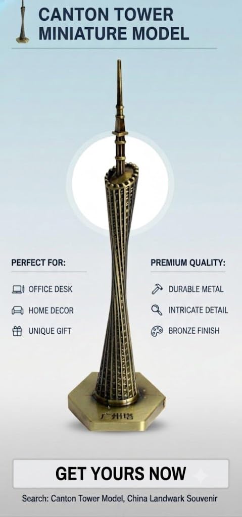 Gabani fashion Canton Tower Scale Model,Office Table showpiece, China World Landmark Figurine, Souvenir Architecture (Bronze Color)