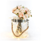 SPHINX Glass Hanging Lantern Candle Holder with Rope | Hurricane Jar for Tealight, LED Lights & Floral Decor | Home & Festive Gifting | 6.3 x 5.3 Inches (1 Pc)