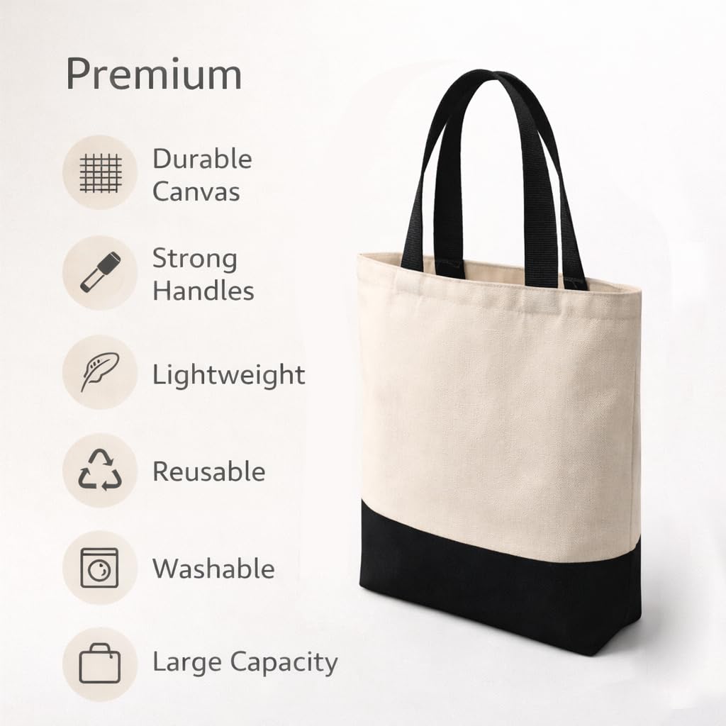 ECOCARRY Cotton Tote Bag for Women | Stylish Floral Printed Canvas Shoulder Handbag | Casual Ladies Tote for College, Office, Daily Use, Shopping, Travel & Beach (Black)