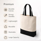 ECOCARRY Cotton Tote Bag for Women | Stylish Floral Printed Canvas Shoulder Handbag | Casual Ladies Tote for College, Office, Daily Use, Shopping, Travel & Beach (Black)