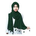 Georgette URSHIA HEART PEARL LATKAN HIJAB FOR WOMEN 80 CM BY 180 CM SCARF (DARK GREEN), (female)