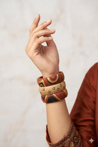 4S craft Handmade Cotton Thread Bangles Set for Women | Wooden style Brown,, beige & Gold Designer Bangles | Western And Traditional Festival Wear Bangle Set | Lightweight Comfortable Ethnic Fashion Jewelry (2.2, Brown & Beige)