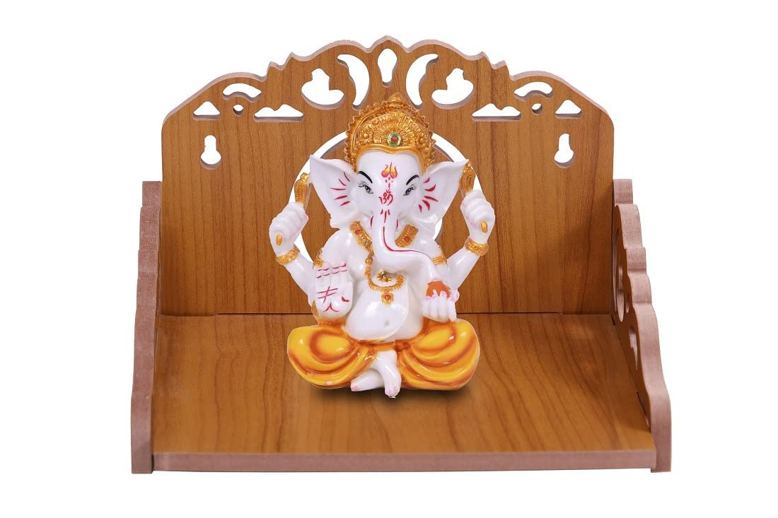 kriyanta Wooden Small Temple for Home Puja Mandir Wall Hanging and Table Top Home Mandir Temple Home Decor Beautiful Wooden Temple. (Hindolo 30)