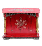 Craft Tree WoodenPooja Mandir Without Door Wooden Furniture for Pooja Room | Pooja Mandap | Solid Wooden Pooja Mandir for Puja Room (Red)